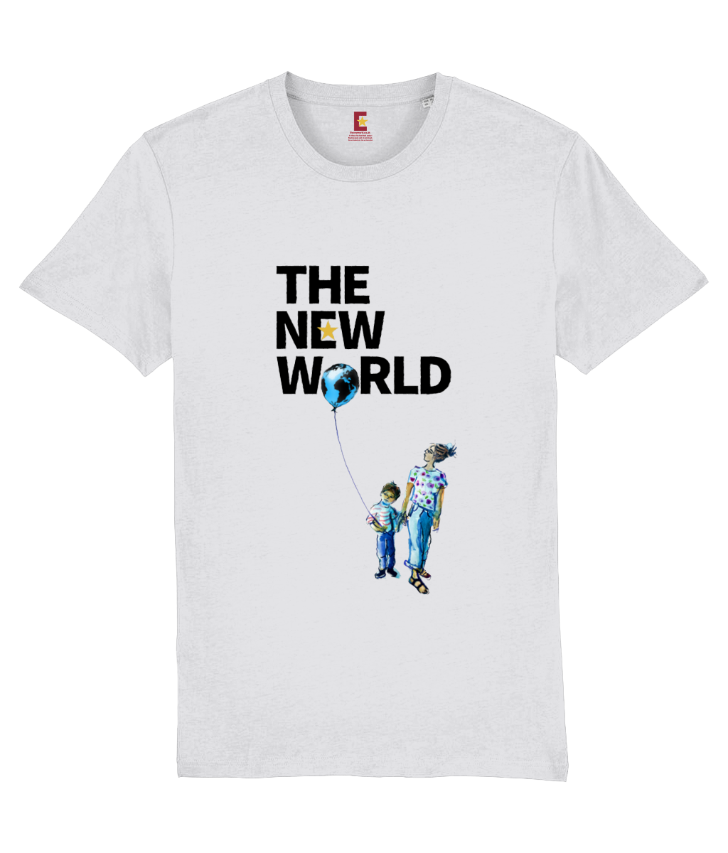Illustrated The New World white unisex t-shirt